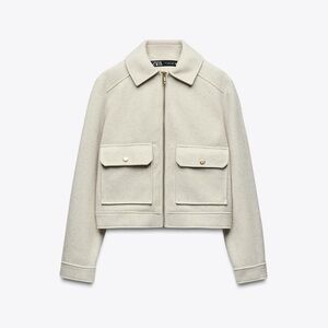 Zara Soft Zippered Jacket Ecru XS